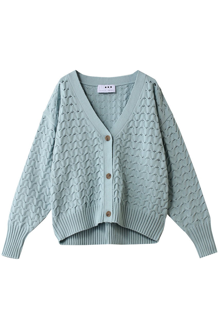 スリードッツ/three dotsのスポンジースムース メッシュカーディガン(ブルー/GM7001Y)