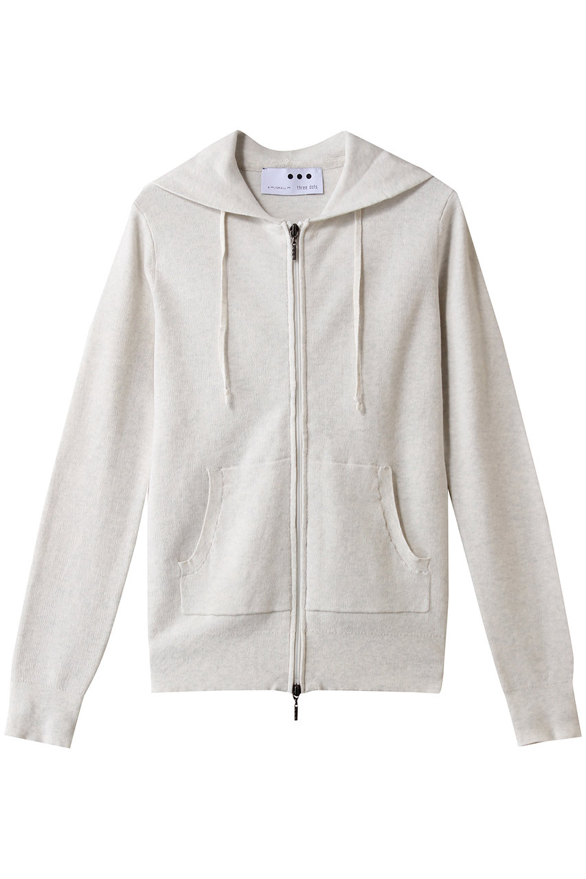 スリードッツ/three dotsのコットンメランジ フーディ(パウダー/HF746Y)
