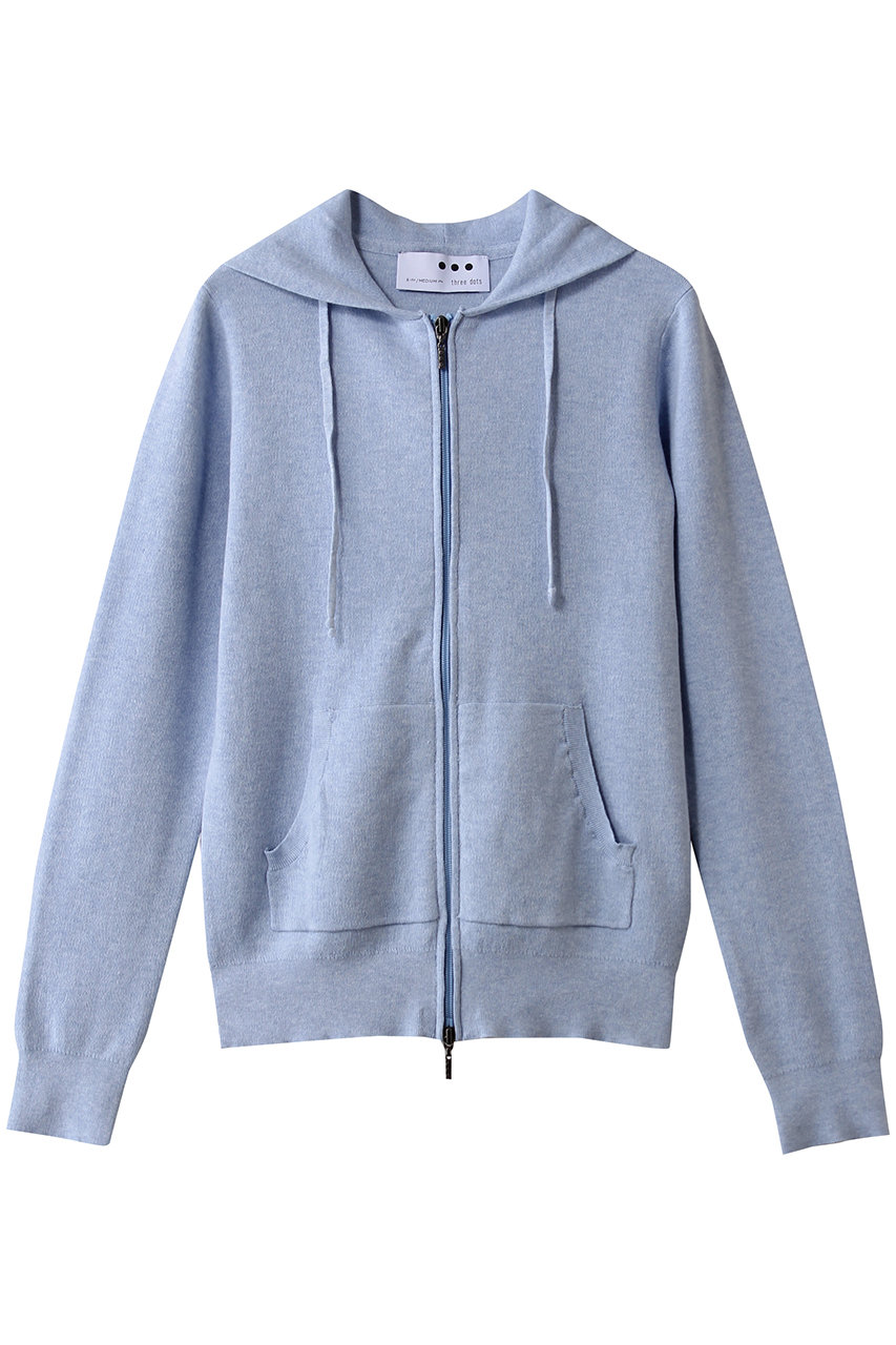 スリードッツ/three dotsのコットンメランジ フーディ(シャンブレー/HF746Y)