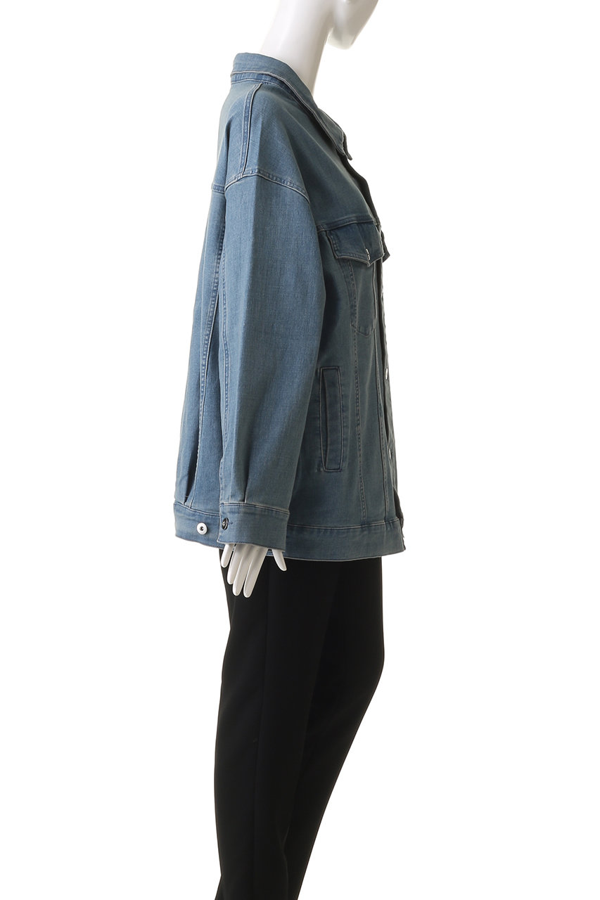 three dots(スリードッツ)｜ルーズデニム ジャンパー/ホワイト