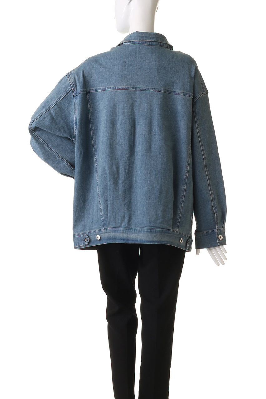 three dots(スリードッツ)｜ルーズデニム ジャンパー/ホワイト の通販