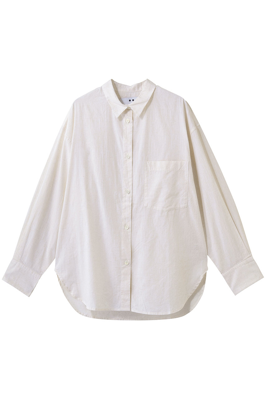 スリードッツ/three dotsのコットンリネン シャツ(ナチュラル/LC7002Y)