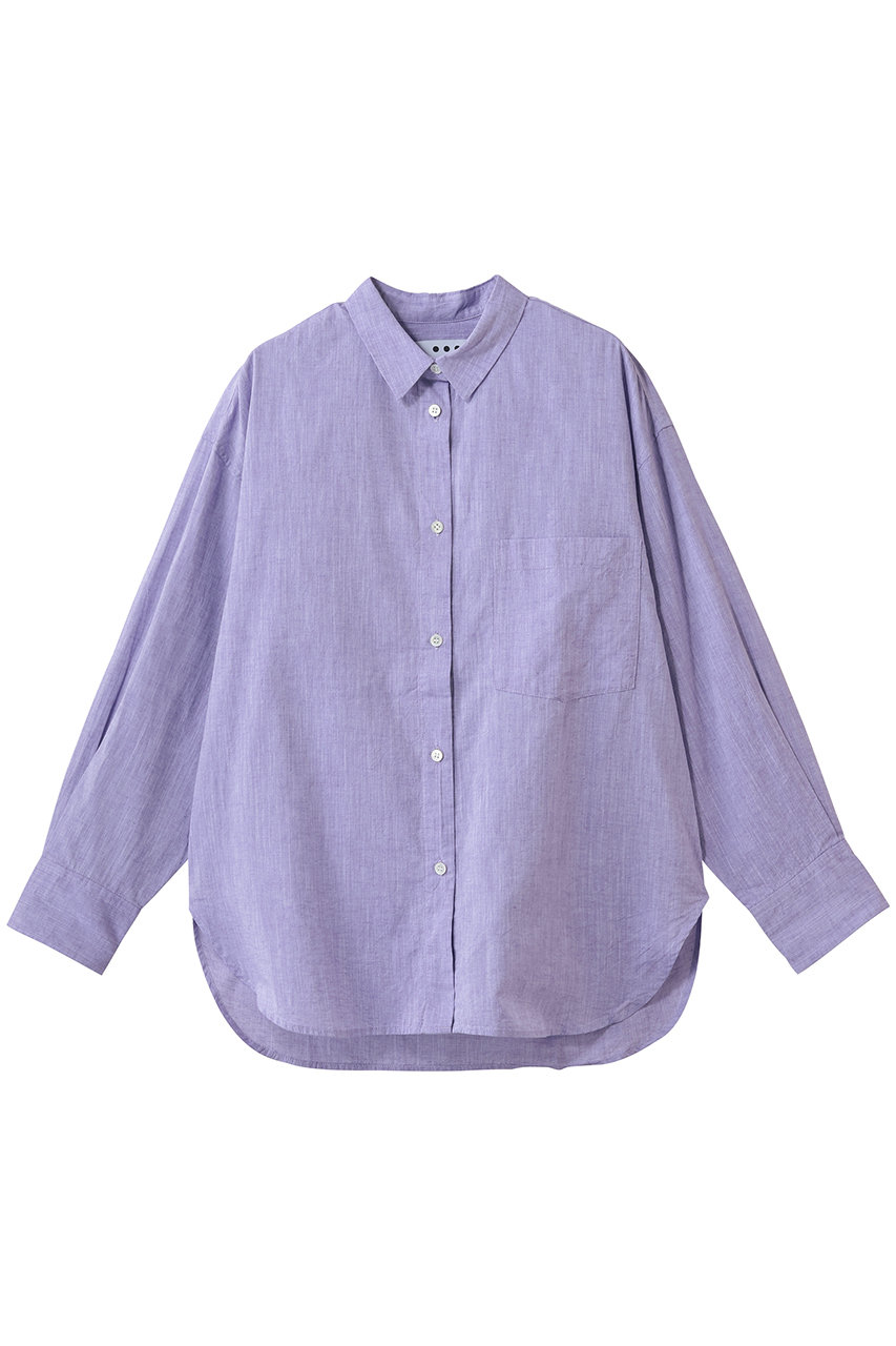 スリードッツ/three dotsのコットンリネン シャツ(パープル/LC7002Y)