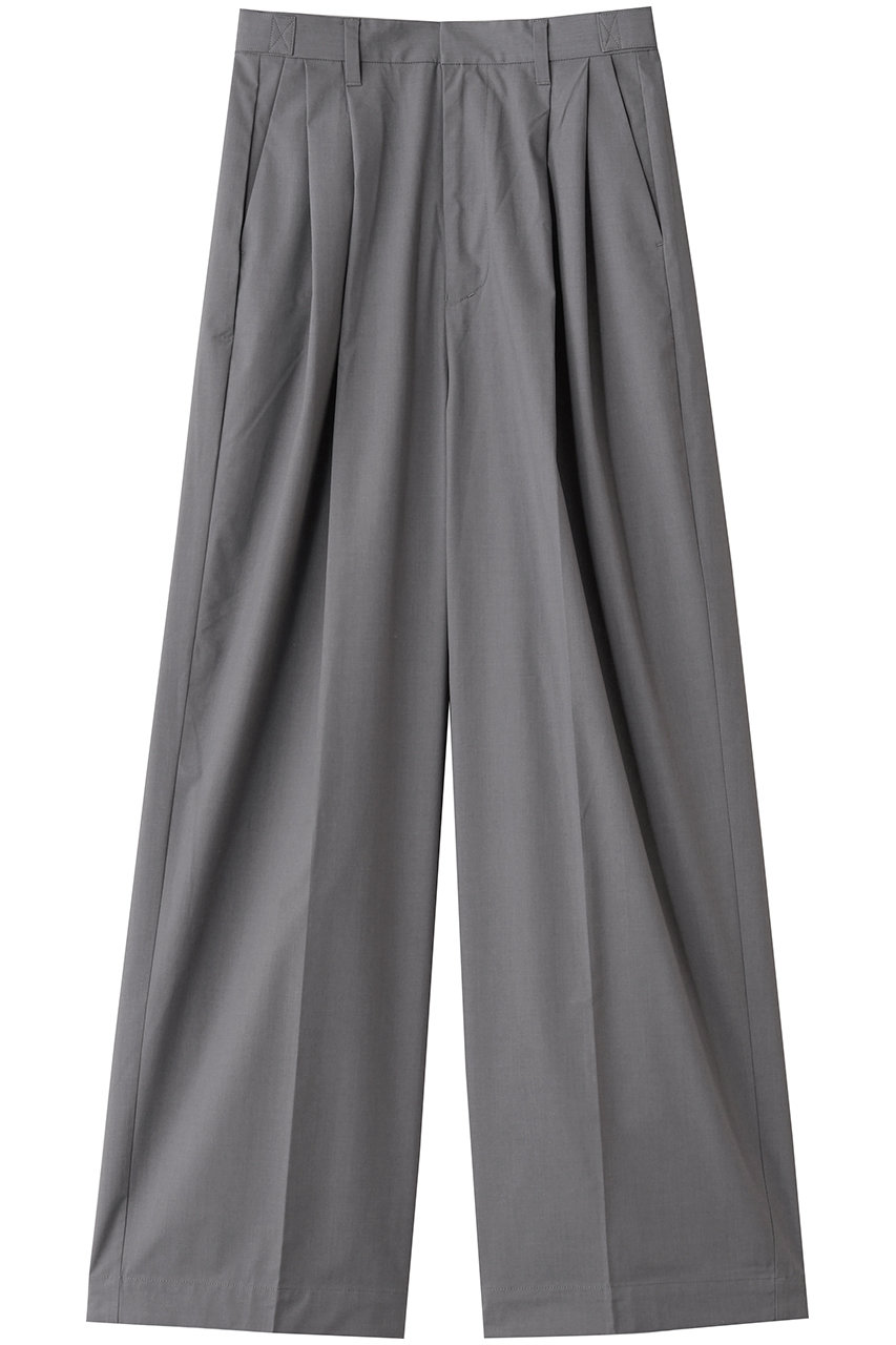 スリードッツ/three dotsのストレッチタイプライター タックワイドパンツ(グレー/SQ6001Y)