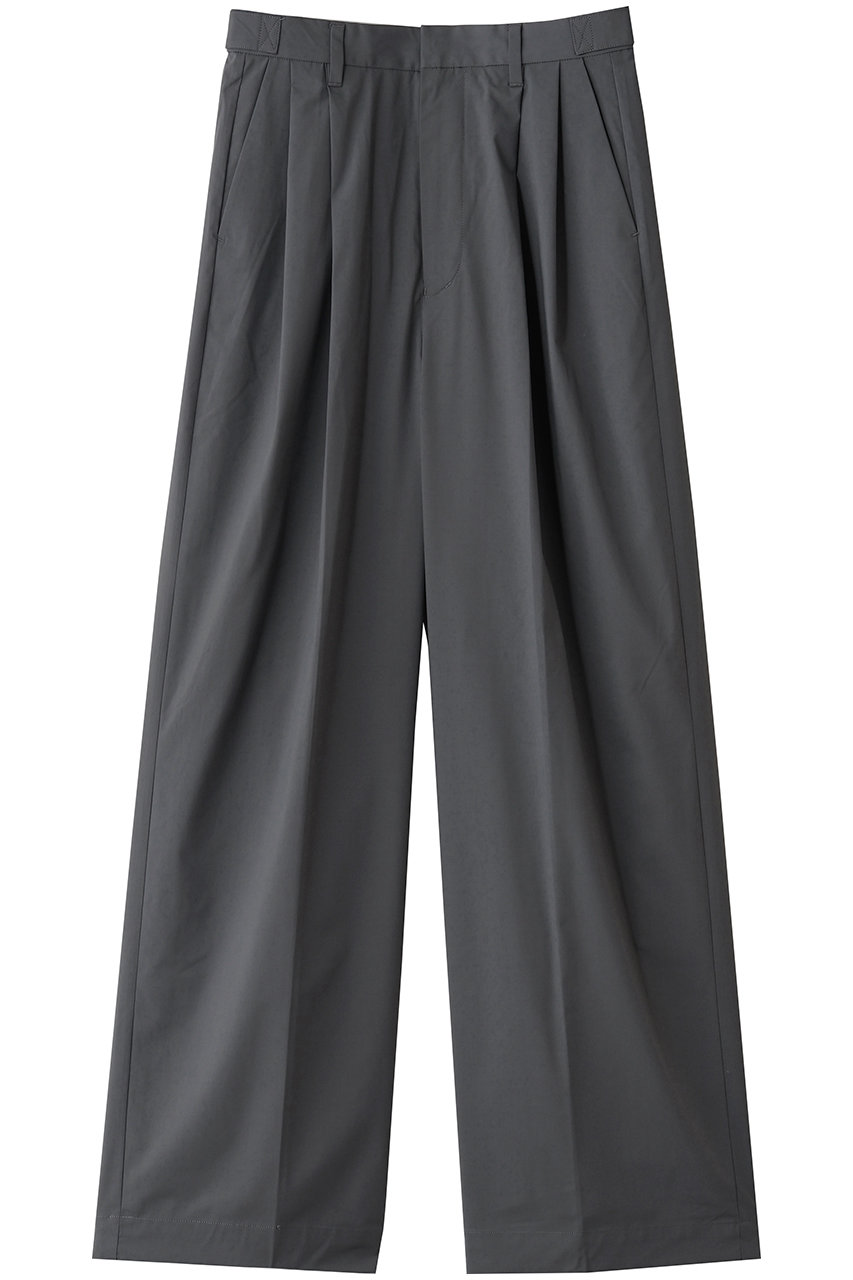 スリードッツ/three dotsのストレッチタイプライター タックワイドパンツ(チャコール/SQ6001Y)