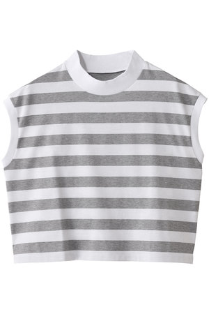 スリードッツ/three dotsのビックストライプ フレンチスリーブTシャツ(110100/110102)