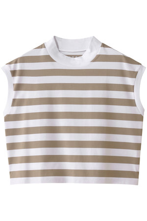 スリードッツ/three dotsのビックストライプ フレンチスリーブTシャツ(110100/110102)