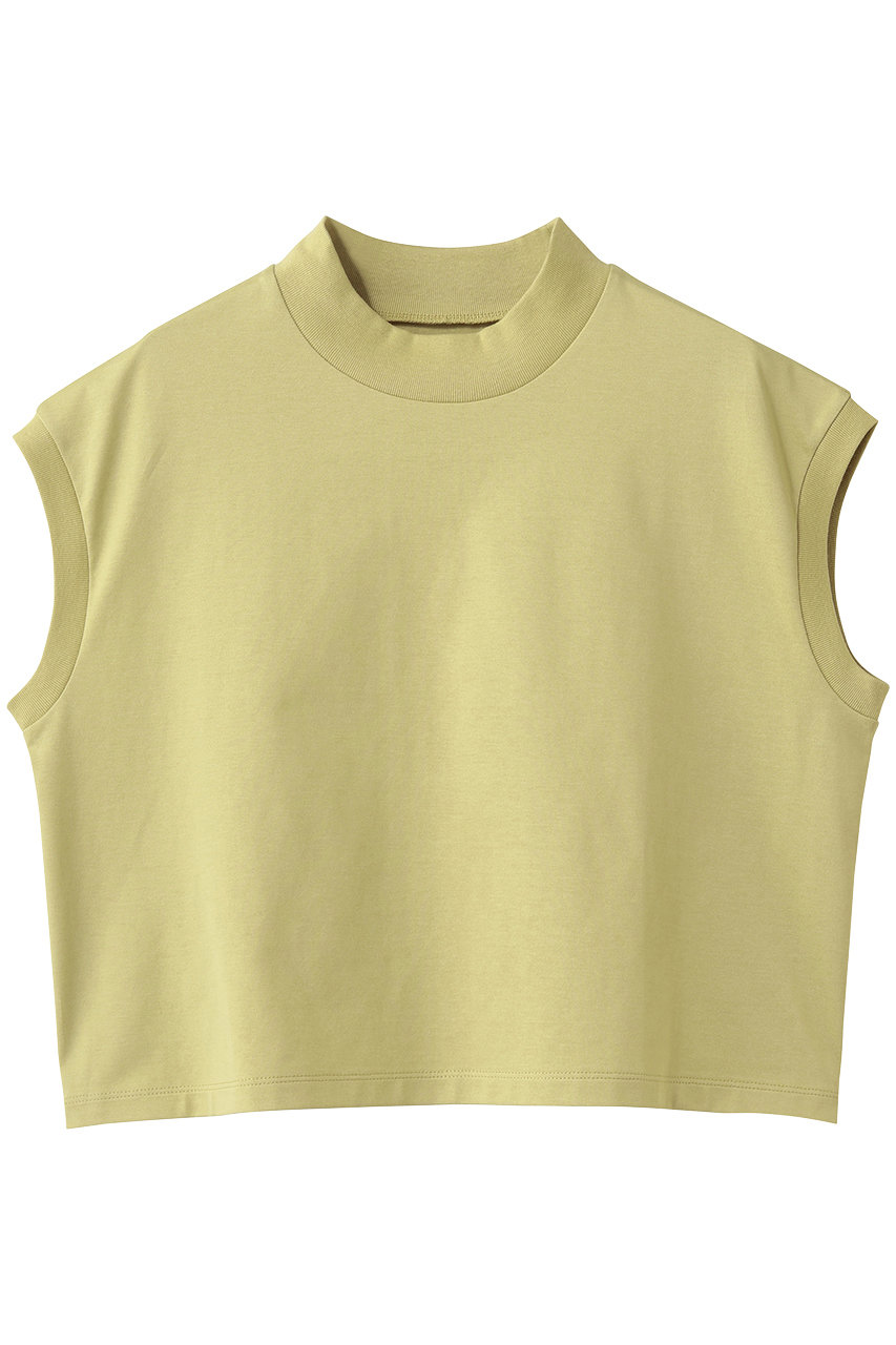 スリードッツ/three dotsのビックストライプ フレンチスリーブTシャツ(ライム/BA0003Y)