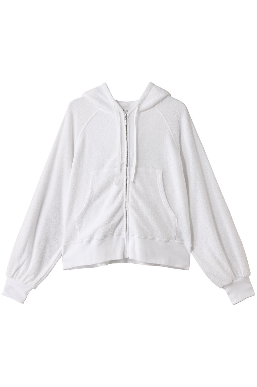 three dots ダブルパイル ジップアップフーディ (ホワイト, S) スリードッツ ELLE SHOP three dots ダブルパイル ジップアップフーディ (ホワイト, S) スリードッツ ELLE SHOP