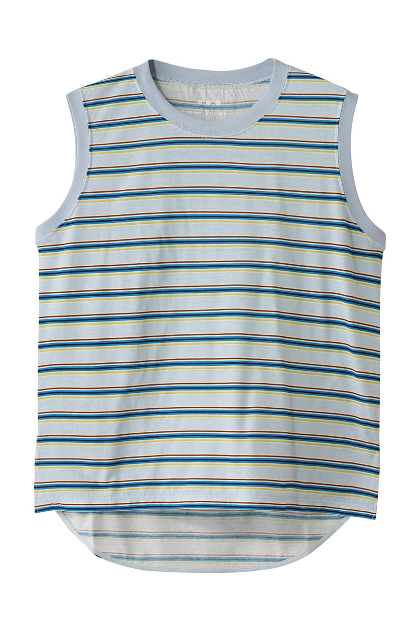 three dots ハンプトンTEE タンクトップ (ライトブルーマルチ, M) スリードッツ ELLE SHOP three dots ハンプトンTEE タンクトップ (ライトブルーマルチ, M) スリードッツ ELLE SHOP