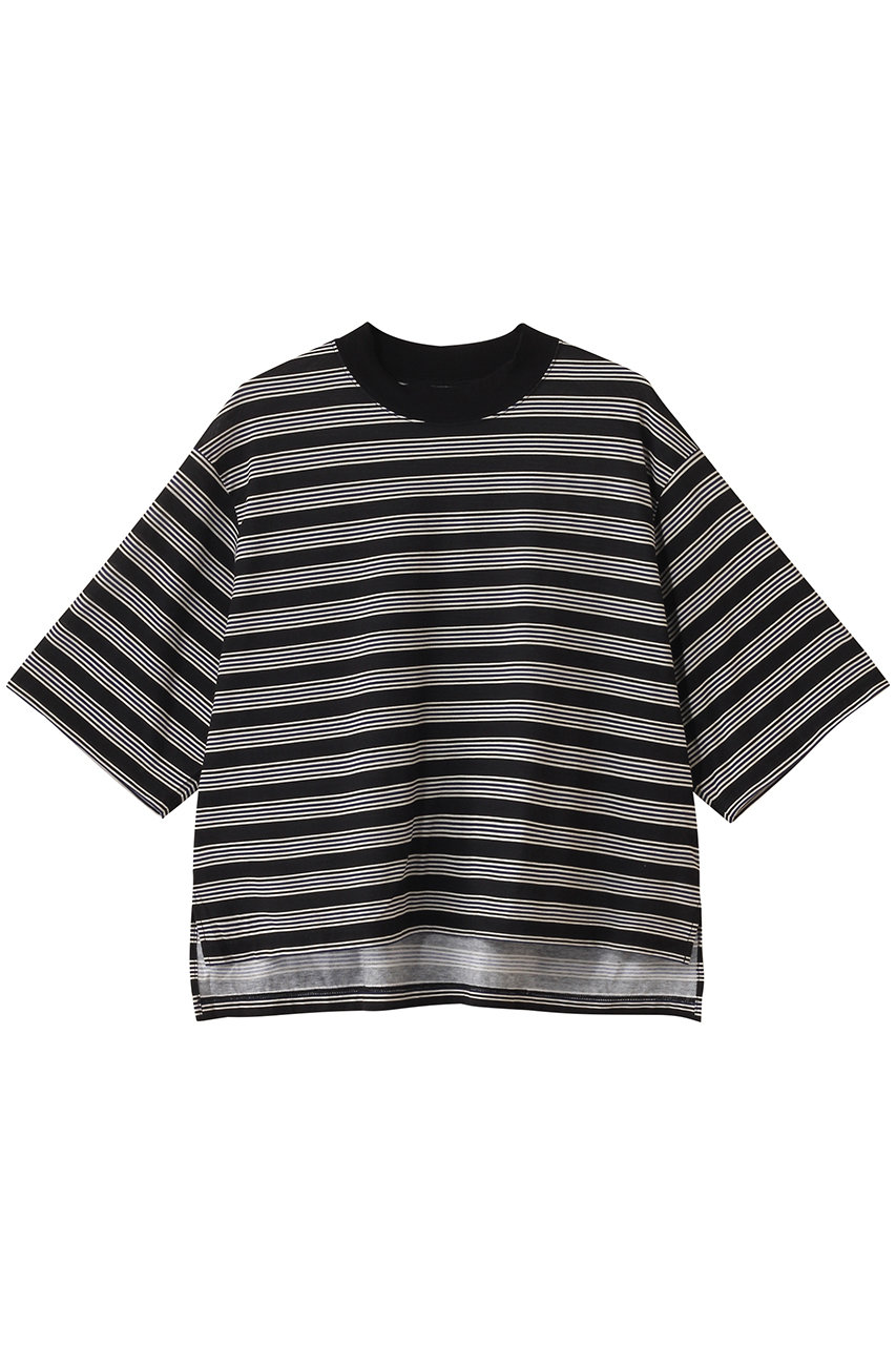 three dots ハンプトンTEE ショートスリーブ (ブラックマルチ, S) スリードッツ ELLE SHOP three dots ハンプトンTEE ショートスリーブ (ブラックマルチ, S) スリードッツ ELLE SHOP