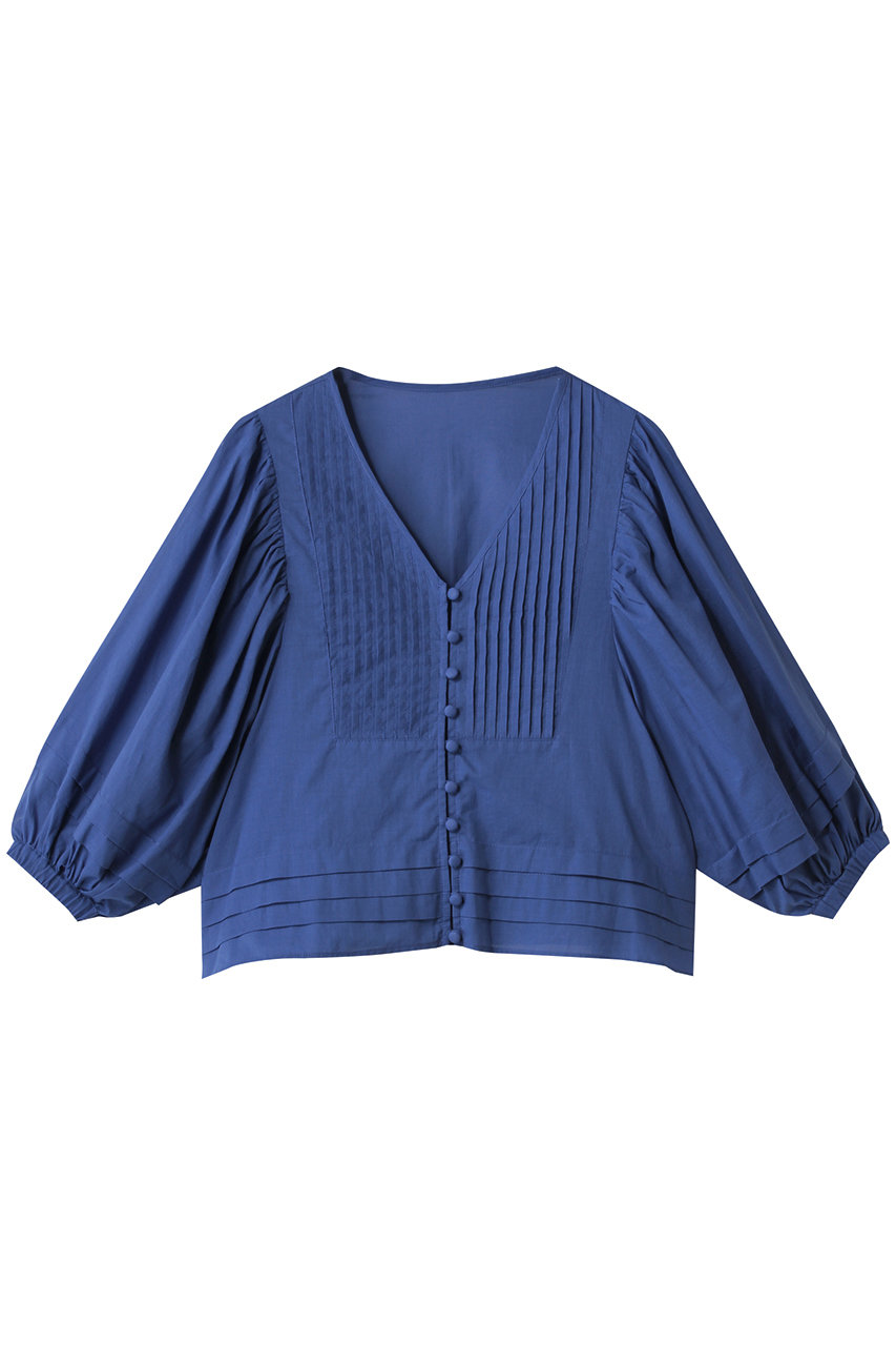 three dots コットンローン フレアカラー シャツ (ロイヤルブルー, S) スリードッツ ELLE SHOP three dots コットンローン フレアカラー シャツ (ロイヤルブルー, S) スリードッツ ELLE SHOP