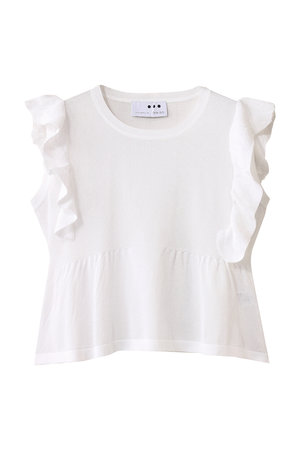 スリードッツ/three dotsのシマーセーター ラッフルトップス(110300/110301)