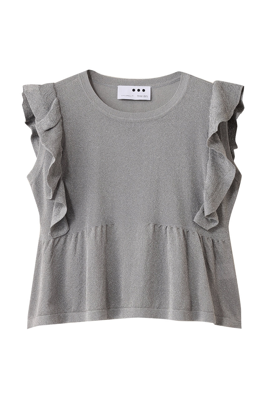 three dots シマーセーター ラッフルトップス (グレー, S) スリードッツ ELLE SHOP three dots シマーセーター ラッフルトップス (グレー, S) スリードッツ ELLE SHOP