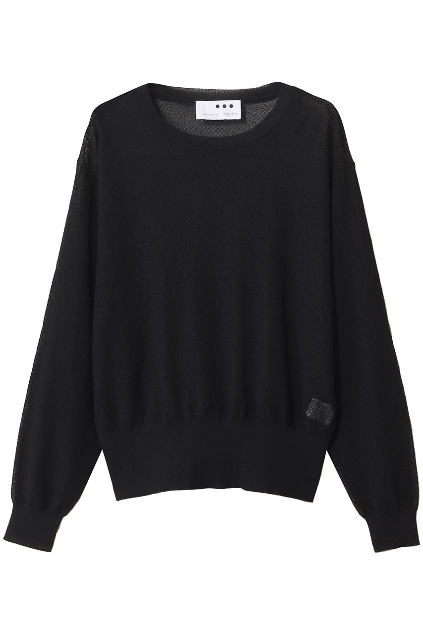 three dots シマーセーター メッシュトップス (ブラック, S) スリードッツ ELLE SHOP three dots シマーセーター メッシュトップス (ブラック, S) スリードッツ ELLE SHOP