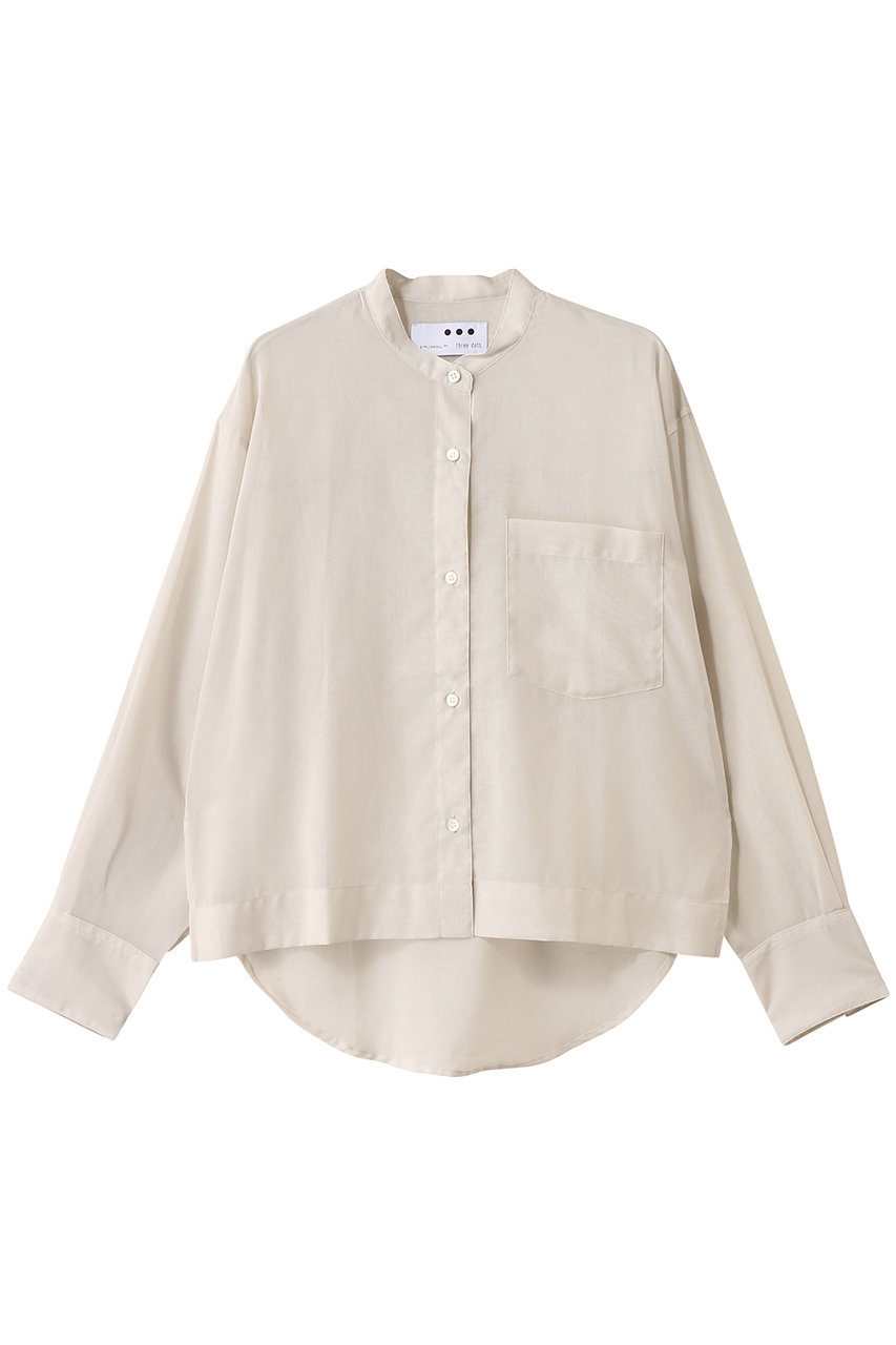 three dots シアーコットン バンドカラーシャツ (アイボリー, S) スリードッツ ELLE SHOP three dots シアーコットン バンドカラーシャツ (アイボリー, S) スリードッツ ELLE SHOP