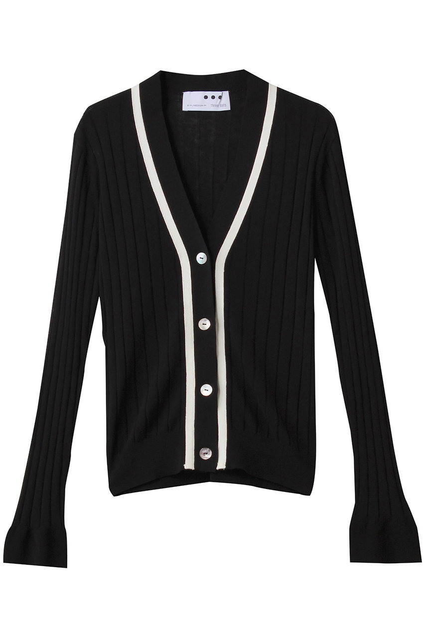 three dots ソフトシアー リブカーディガン (ブラック, M) スリードッツ ELLE SHOP three dots ソフトシアー リブカーディガン (ブラック, M) スリードッツ ELLE SHOP
