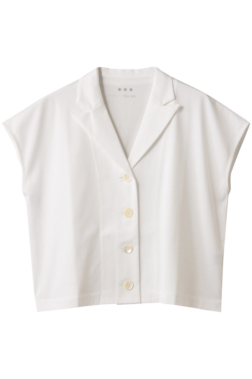 three dots シルキーコットン ライトジレ (ホワイト, S) スリードッツ ELLE SHOP three dots シルキーコットン ライトジレ (ホワイト, S) スリードッツ ELLE SHOP