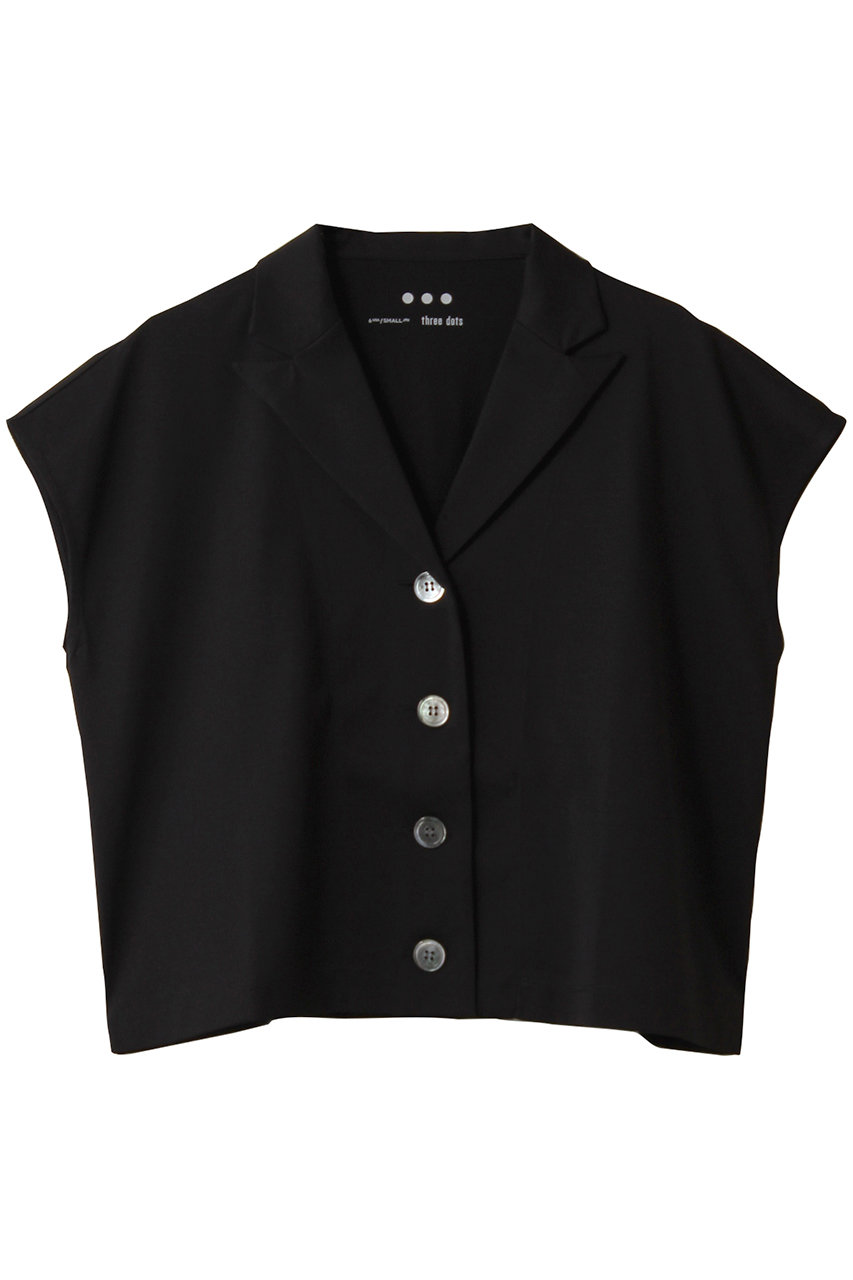 three dots シルキーコットン ライトジレ (ブラック, S) スリードッツ ELLE SHOP three dots シルキーコットン ライトジレ (ブラック, S) スリードッツ ELLE SHOP