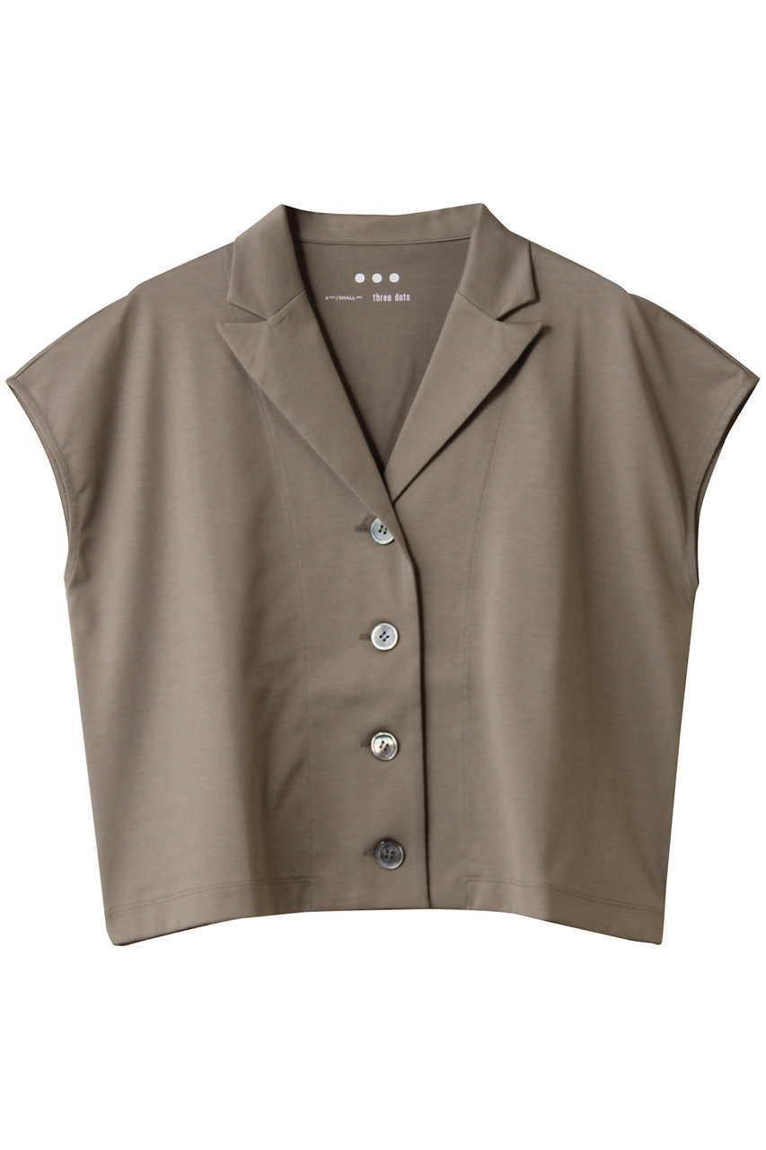 three dots シルキーコットン ライトジレ (グレーベージュ, S) スリードッツ ELLE SHOP three dots シルキーコットン ライトジレ (グレーベージュ, S) スリードッツ ELLE SHOP