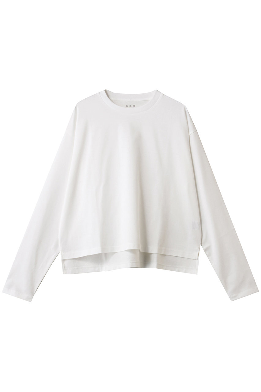 three dots シルキーコットン ライトロングスリーブ (ホワイト, S) スリードッツ ELLE SHOP three dots シルキーコットン ライトロングスリーブ (ホワイト, S) スリードッツ ELLE SHOP
