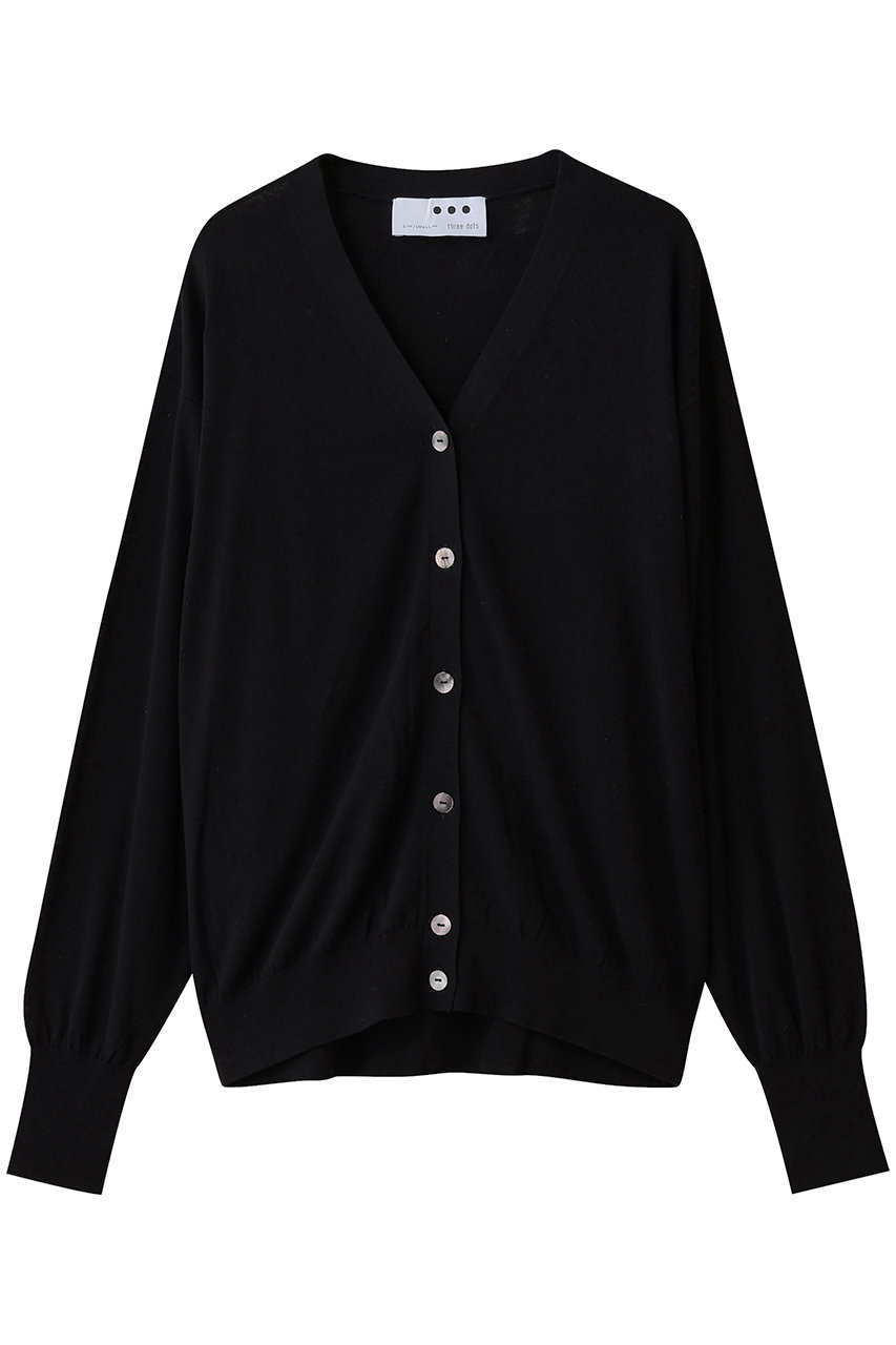 three dots ソフトコットンレーヨン カーディガン (ブラック, S) スリードッツ ELLE SHOP three dots ソフトコットンレーヨン カーディガン (ブラック, S) スリードッツ ELLE SHOP