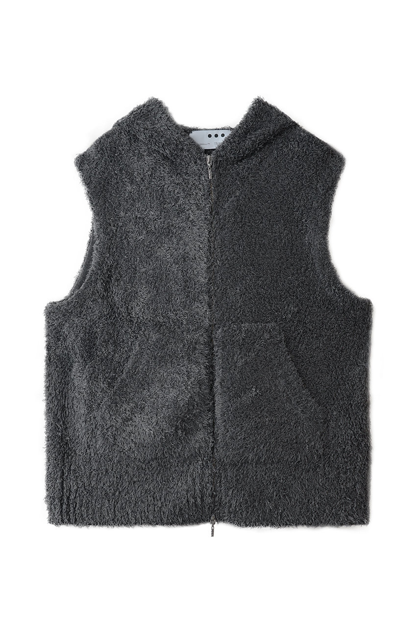 three dots フェザーウール ベスト (チャコール, S) スリードッツ ELLE SHOP