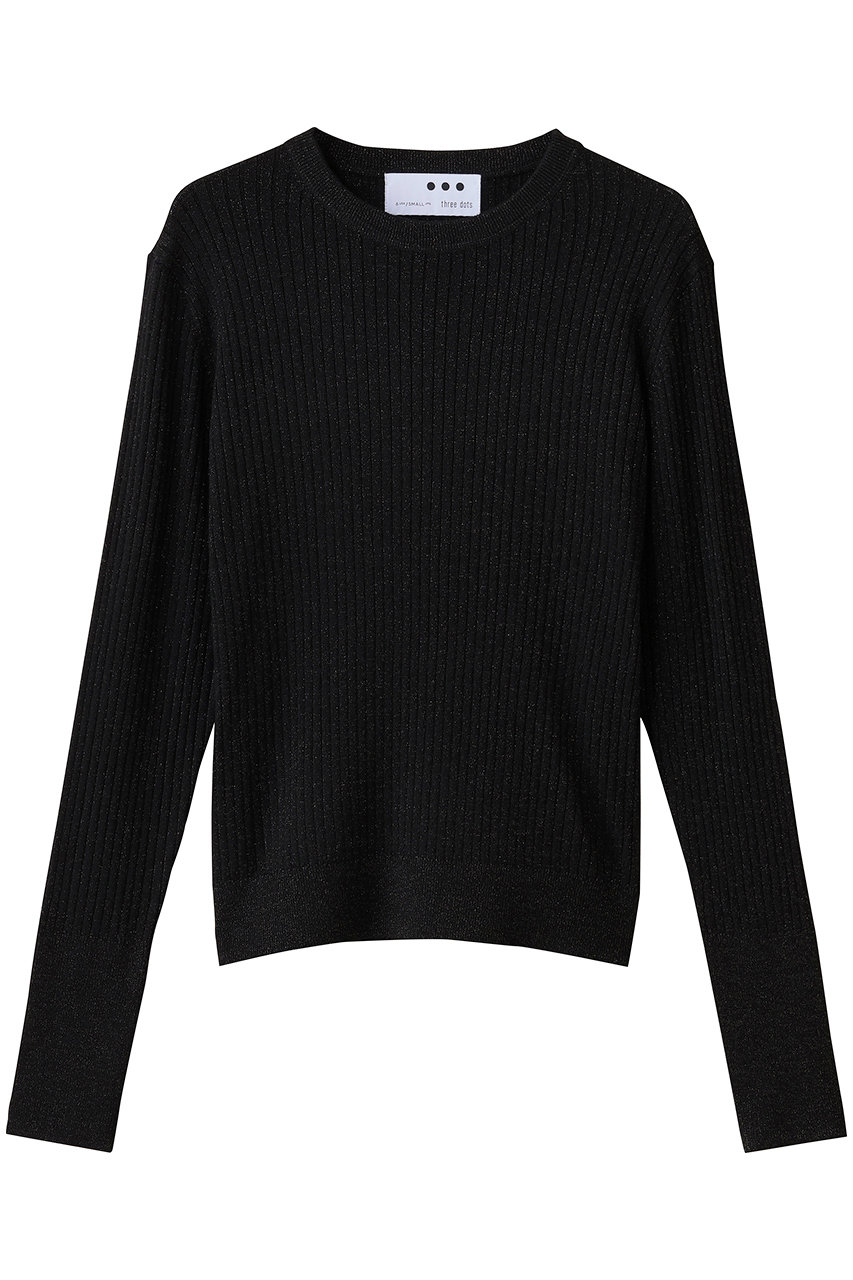three dots 【ラメニット】リュクスセーター リブニットTEE (ブラック, M) スリードッツ ELLE SHOP three dots 【ラメニット】リュクスセーター リブニットTEE (ブラック, M) スリードッツ ELLE SHOP