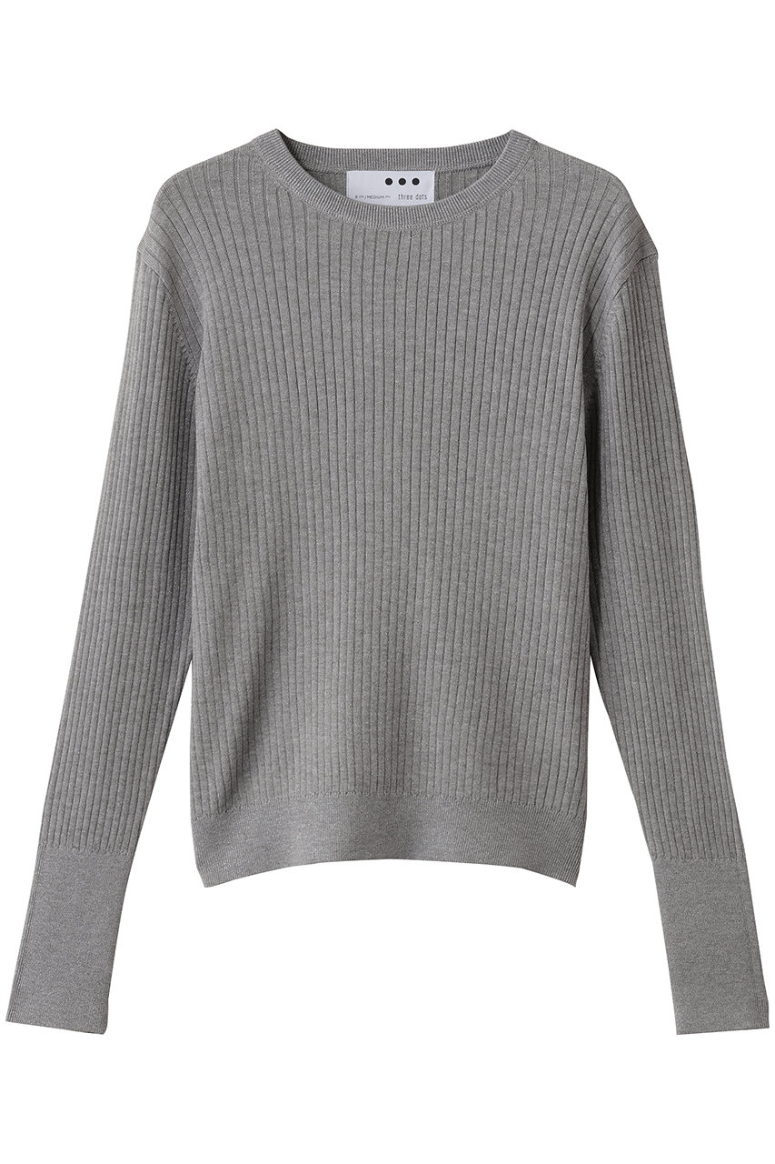 three dots 【ラメニット】リュクスセーター リブニットTEE (グレー, S) スリードッツ ELLE SHOP three dots 【ラメニット】リュクスセーター リブニットTEE (グレー, S) スリードッツ ELLE SHOP