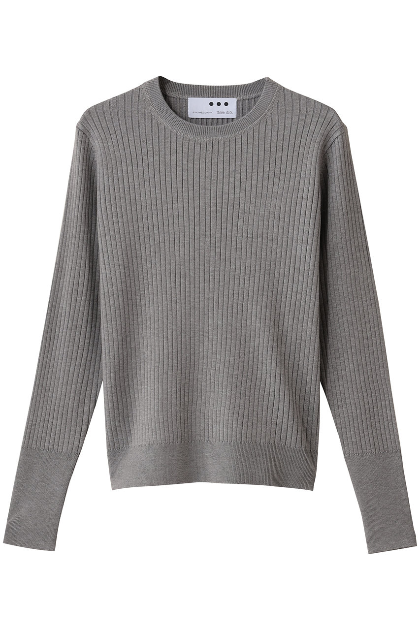 three dots リュクスセーター リブニットTEE (グレー, M) スリードッツ ELLE SHOP three dots リュクスセーター リブニットTEE (グレー, M) スリードッツ ELLE SHOP