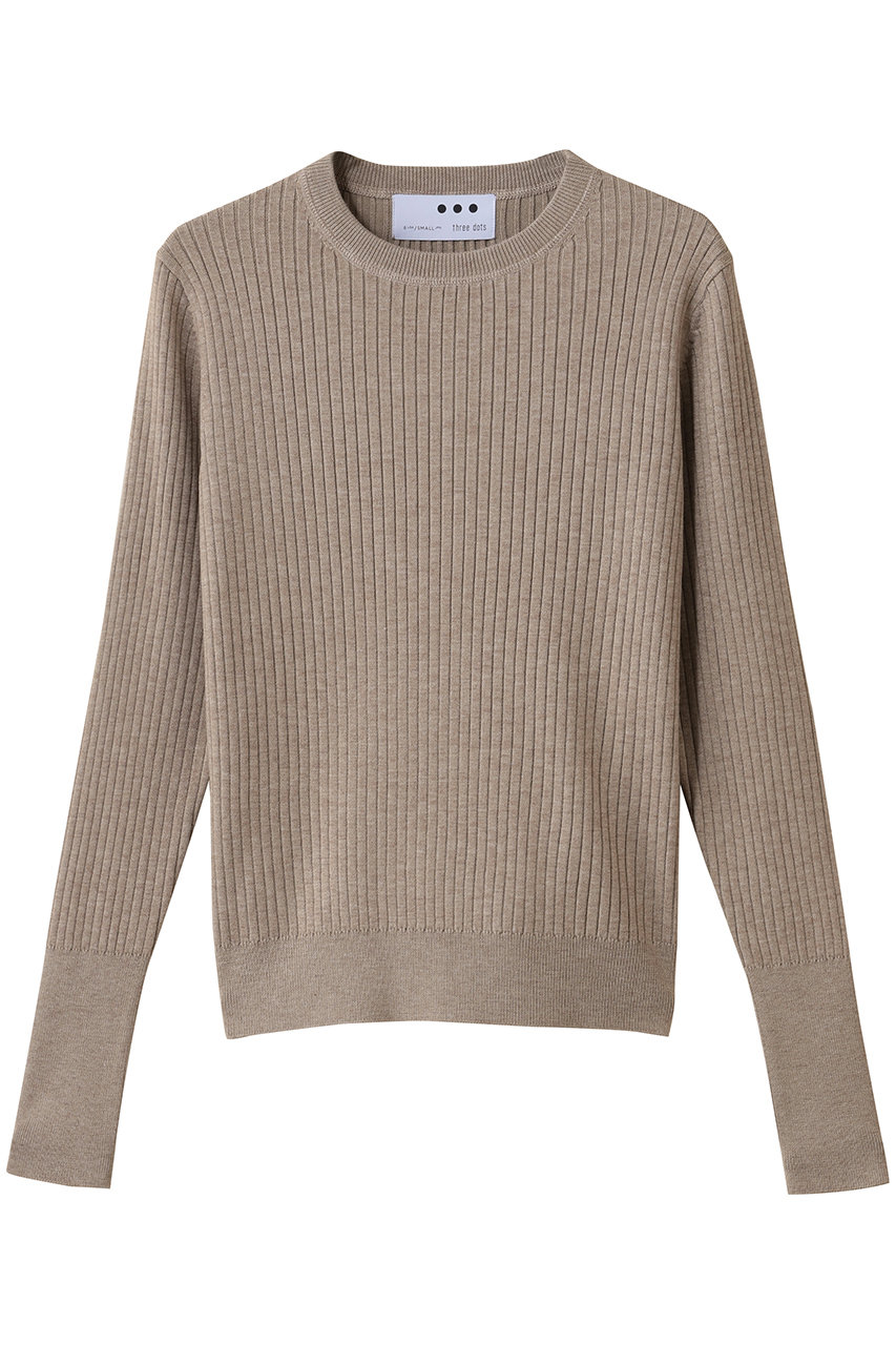 three dots リュクスセーター リブニットTEE (ベージュ, M) スリードッツ ELLE SHOP three dots リュクスセーター リブニットTEE (ベージュ, M) スリードッツ ELLE SHOP