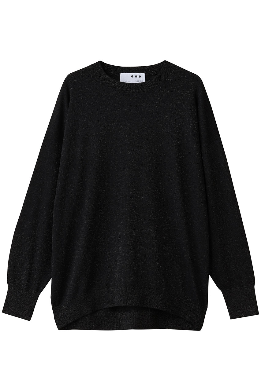 three dots 【ラメニット】リュクスセーター ルーズプルオーバー (ブラック, S) スリードッツ ELLE SHOP three dots 【ラメニット】リュクスセーター ルーズプルオーバー (ブラック, S) スリードッツ ELLE SHOP