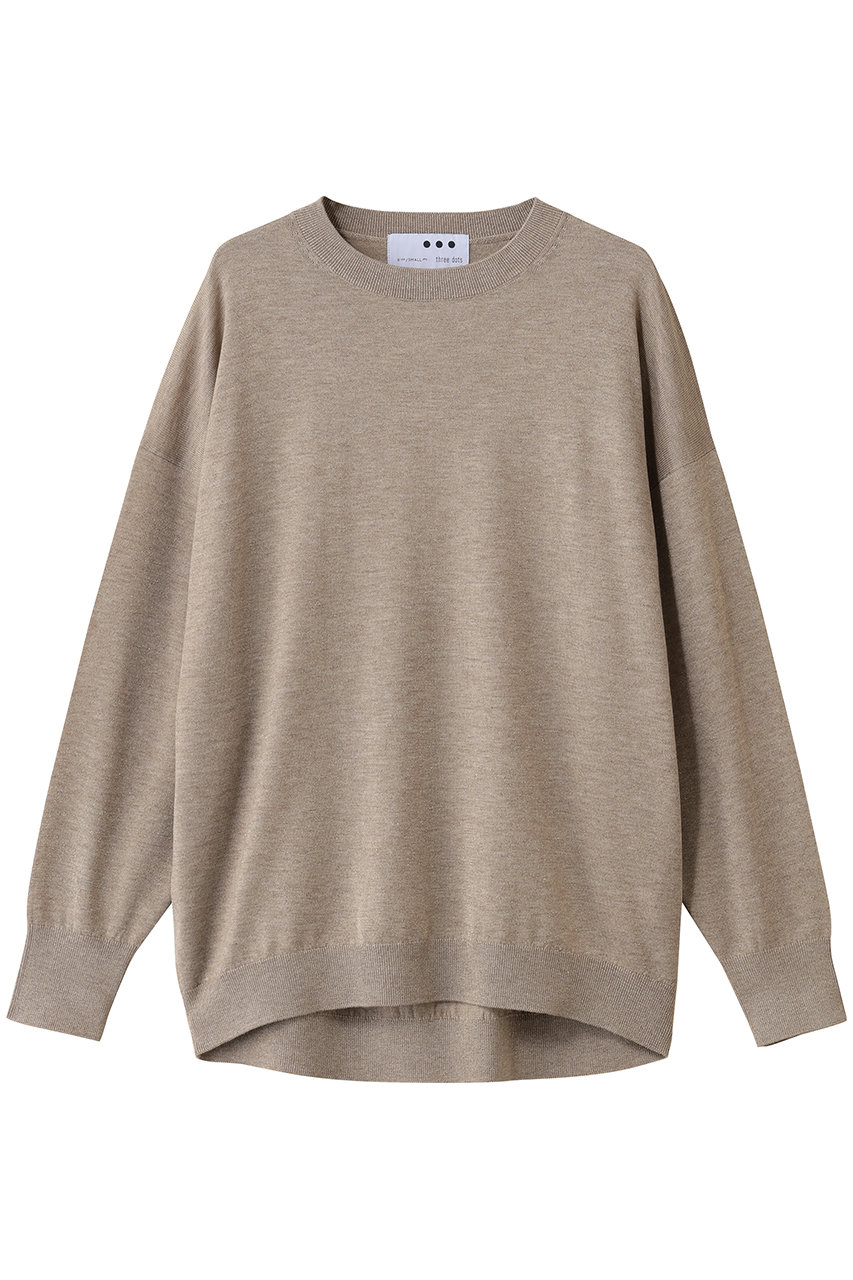 three dots 【ラメニット】リュクスセーター ルーズプルオーバー (ベージュ, S) スリードッツ ELLE SHOP three dots 【ラメニット】リュクスセーター ルーズプルオーバー (ベージュ, S) スリードッツ ELLE SHOP