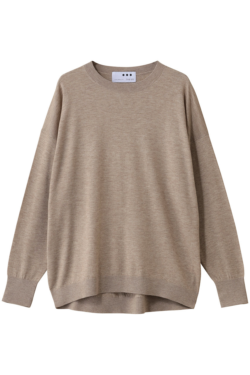 three dots リュクスセーター ルーズプルオーバー (ベージュ, S) スリードッツ ELLE SHOP three dots リュクスセーター ルーズプルオーバー (ベージュ, S) スリードッツ ELLE SHOP