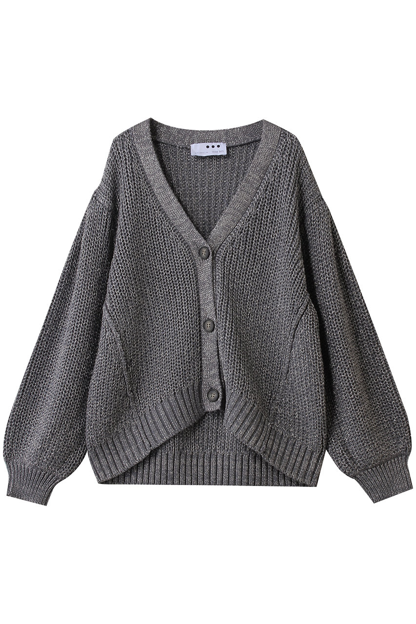 three dots スパークリングセーター カーディガン (チャコール, S) スリードッツ ELLE SHOP