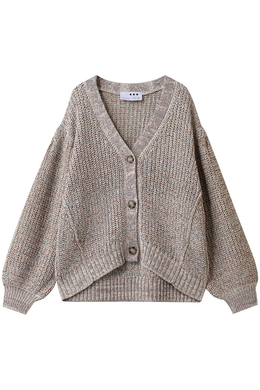 three dots スパークリングセーター カーディガン (オフマルチ, S) スリードッツ ELLE SHOP