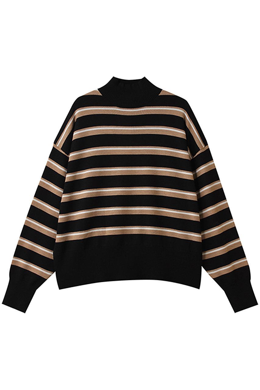 スリードッツ/three dotsのウールアウトフィット タートル(ブラック/ベージュ/IU222Y)