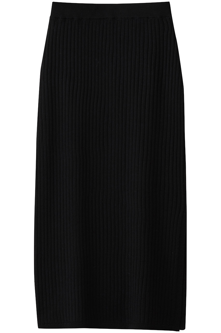 three dots ウールアウトフィット ナロースカート (ブラック, M) スリードッツ ELLE SHOP