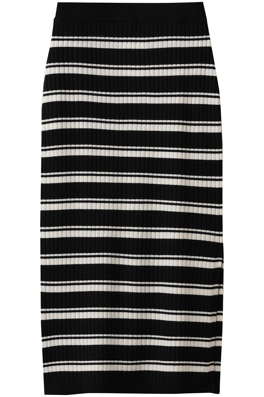 スリードッツ/three dotsのウールアウトフィット ナロースカート(オフホワイト/ブラック/IU312Y)