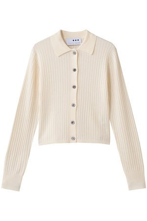 スリードッツ/three dotsのウールアウトフィット ポロカーディガン(110300/110303)