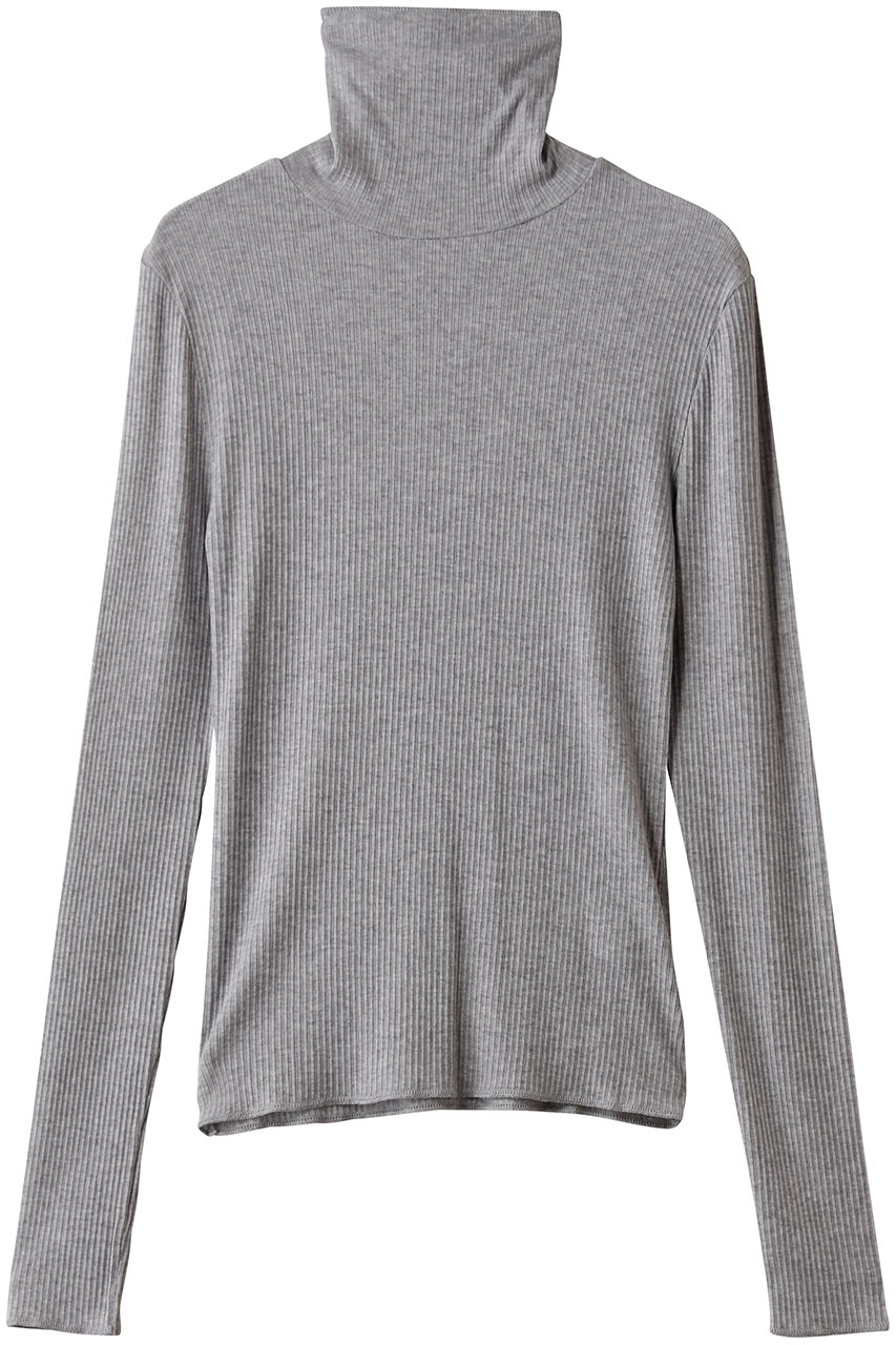 three dots シルクカシミヤ タートルネック (ヘザーグレー, S) スリードッツ ELLE SHOP