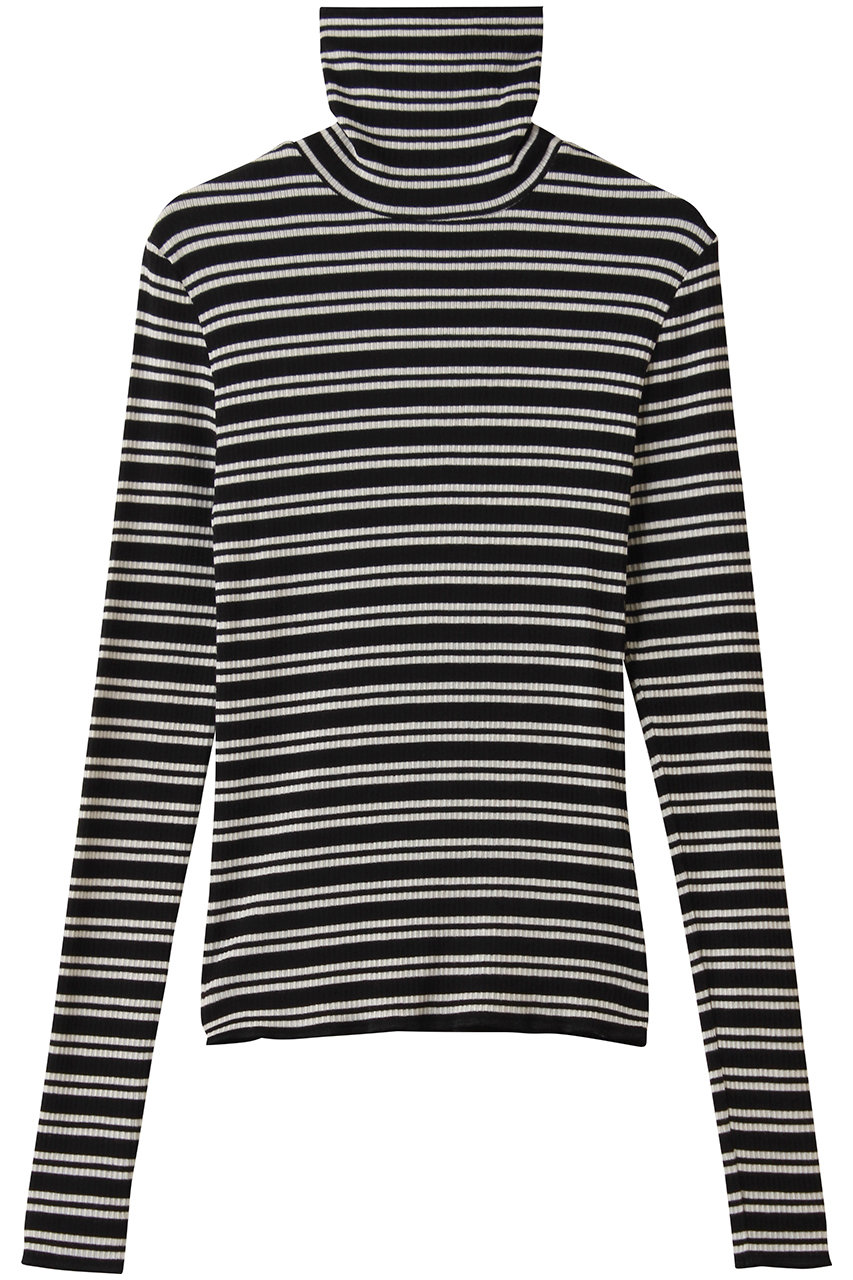 スリードッツ/three dotsのシルクカシミヤ タートルネック(ブラック/ホワイト/JN2003Y)