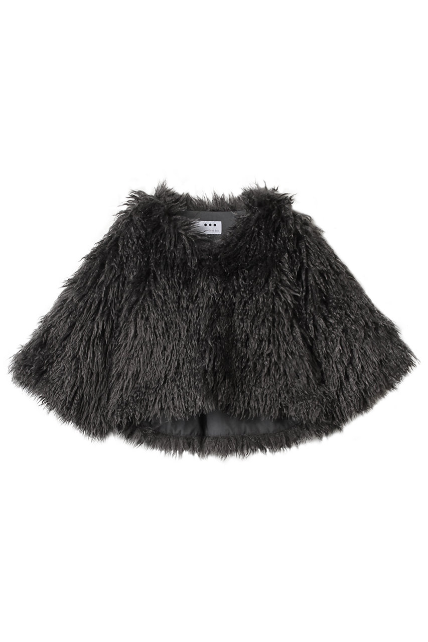 three dots ウェイビーファー ジャケット (ソフトブラック, S) スリードッツ ELLE SHOP