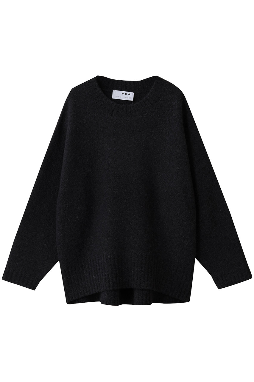 three dots ミニブークレービッグトップ (ブラック, S) スリードッツ ELLE SHOP