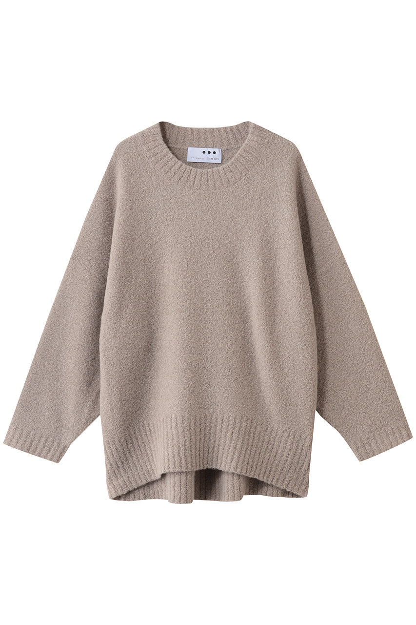three dots ミニブークレービッグトップ (グレーベージュ, S) スリードッツ ELLE SHOP