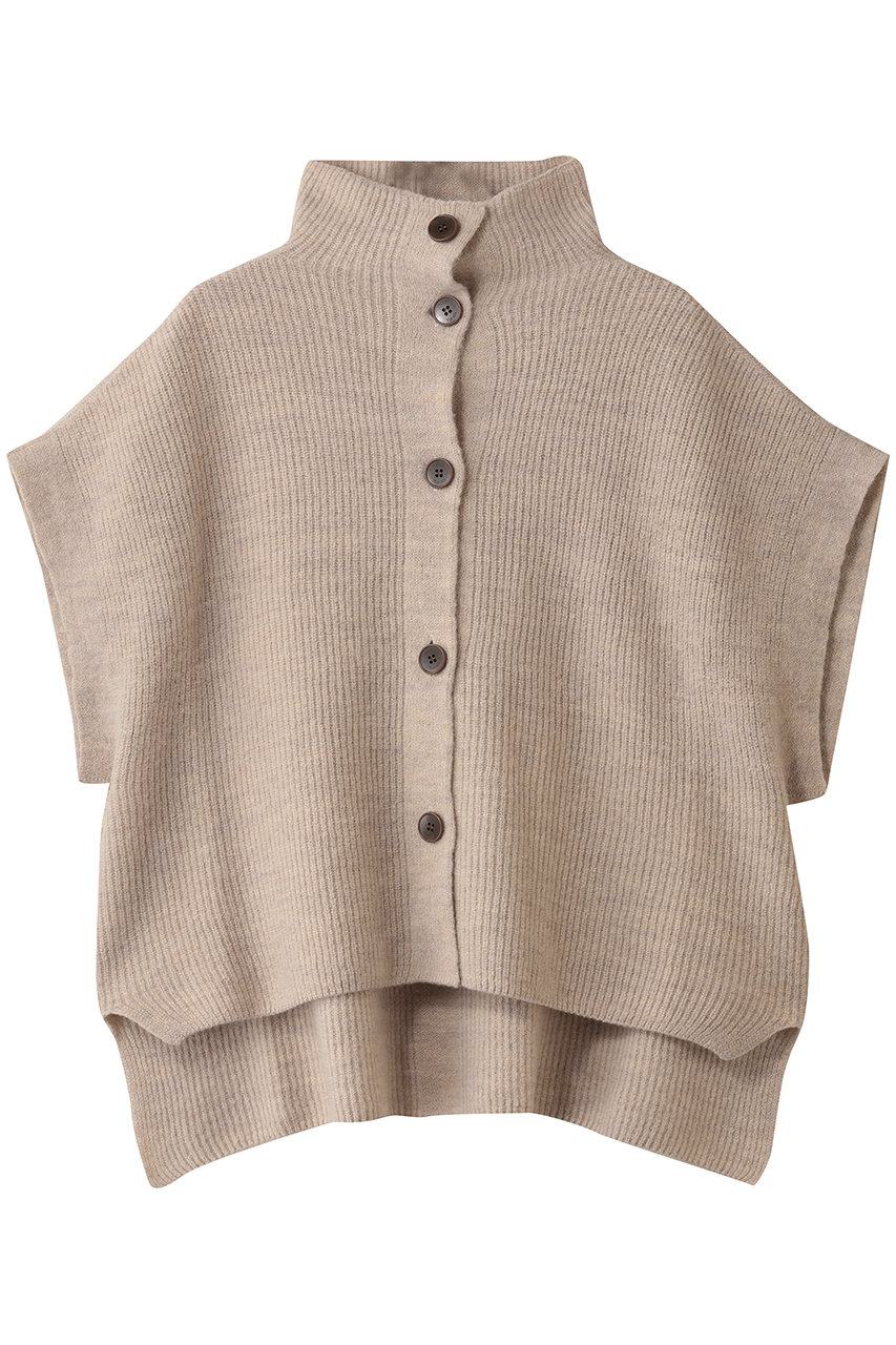 three dots ウールカシミヤ ボタンベスト (グレージュメランジ, S) スリードッツ ELLE SHOP