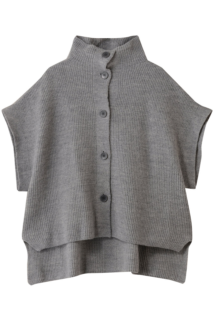 three dots ウールカシミヤ ボタンベスト (メランジグレー, S) スリードッツ ELLE SHOP