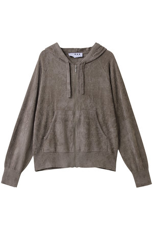 スリードッツ/three dotsのベロアセーター ジップアップフーディ(110100/110105)