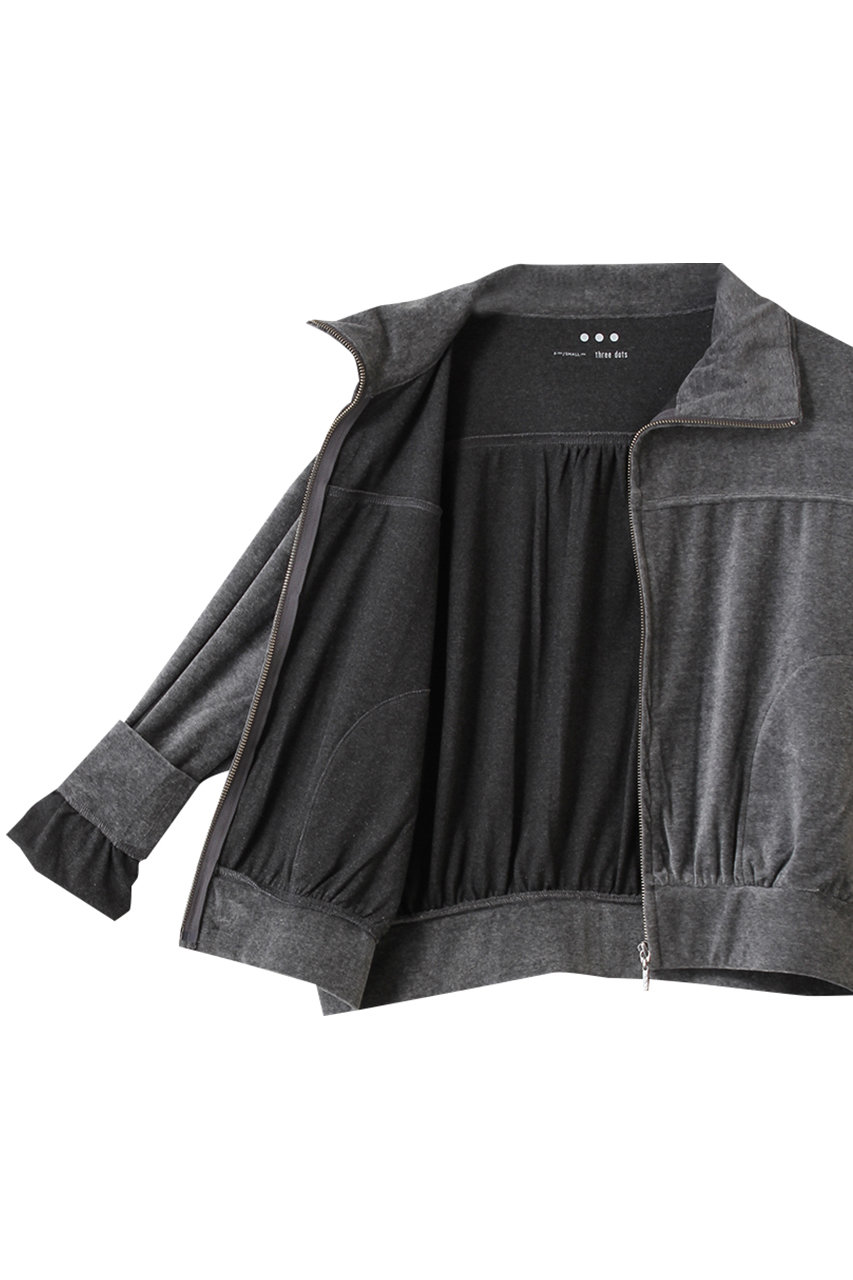 three dots(スリードッツ)｜コットンベロア ジップアップブルゾン