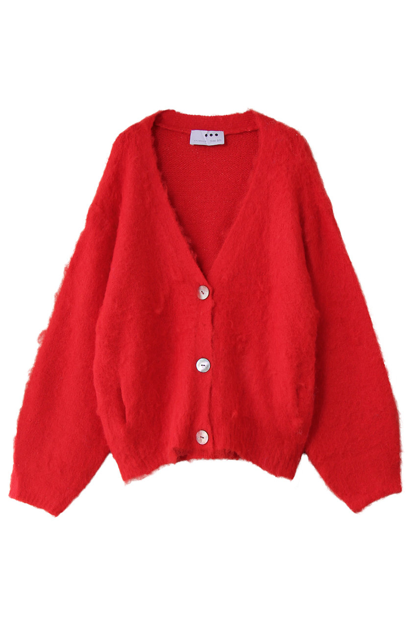 スリードッツ/three dotsのキャンディークラウド カーディガン(レッド/CZ7002Y)